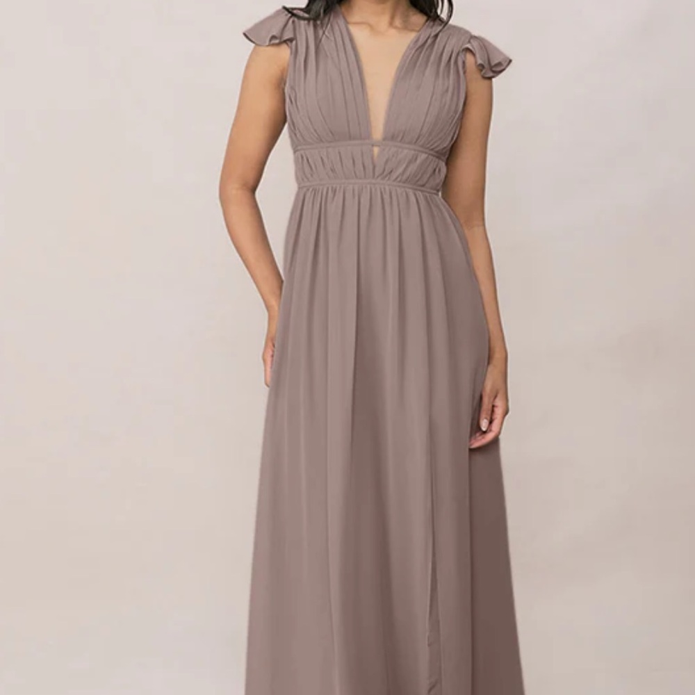 Revelry Cora Chiffon Dress - color: latte - size: 8 - maxi length